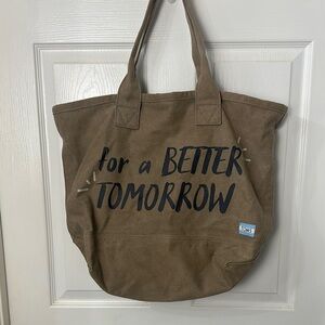 TOMS Brown Canvas Tote Bag